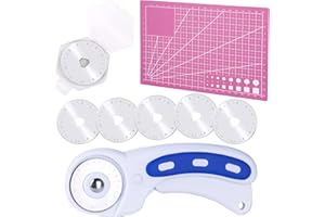 ZMAAGG Rotary Cutter Set - 45mm Rotary Cutter, 5 PCS Rotary Blades, A5 Cutting Mat, Rotary Cutter for Fabric, Crafting, Sewing and Patchworking