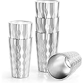 AGH 6 Pack Stainless Steel Kids Cups, 12oz Double Layer Insulated Metal Drinking Cups for Camping, Parties & Outdoors (Matte Silver)