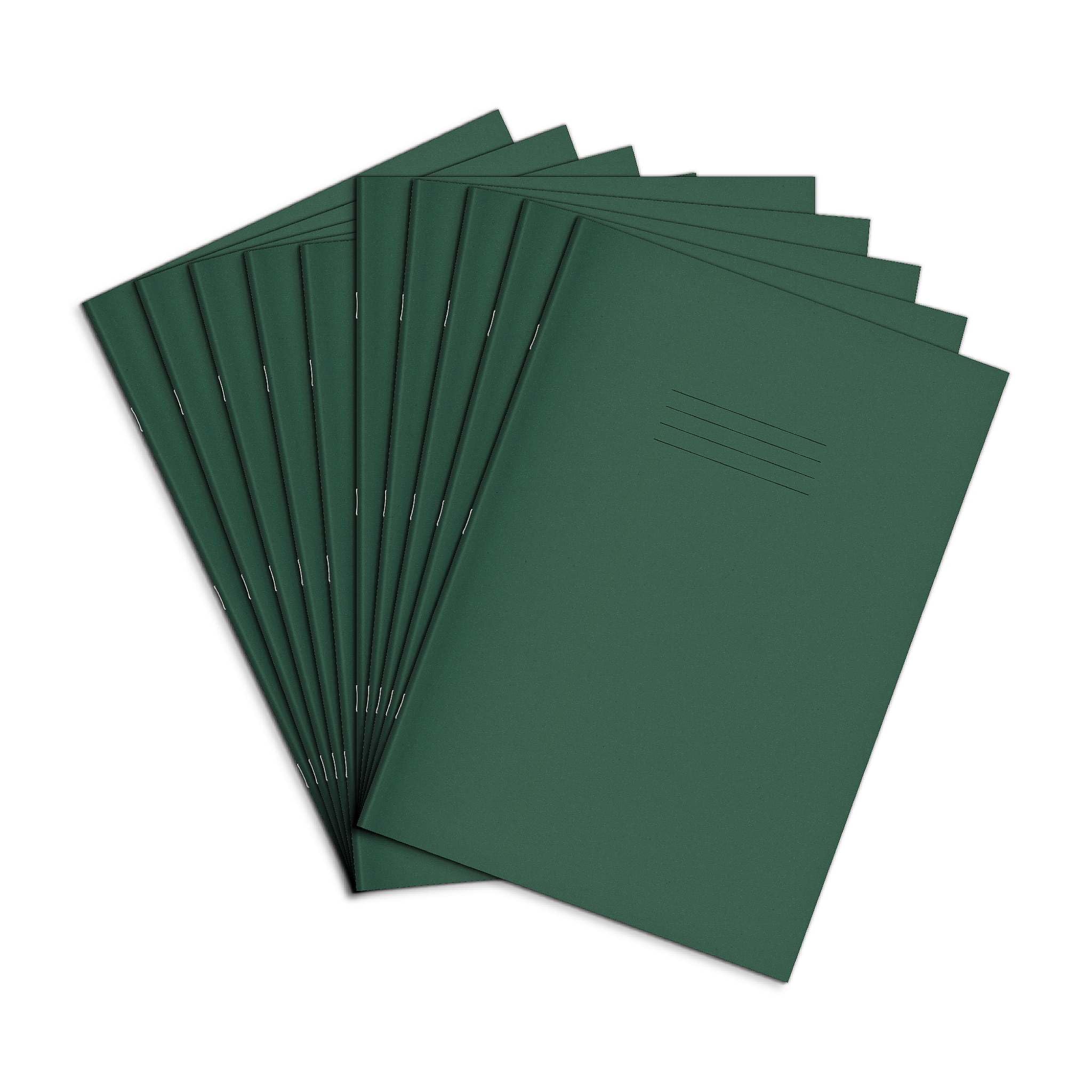 Rhino A4 Exercise Books, 48-Page / 5mm Squared Paper Notebook, 10-Pack, Office & School Stationery Supplies, Dark Green