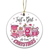 Just A Girl Who Loves Christmas Ornament 2024, Lovers Xmas Gift, Ceramic Ornament for Friends (Girl Love Christmas)
