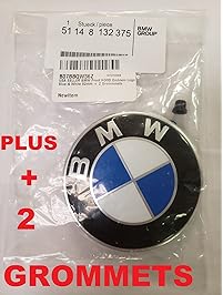 BMW Hood roundel emblem logo replacement hood 82mm + 2 Grommets for ALL Models BMW E30 E36 E46 E34 E39 E60 E65 E38 X3 X5 X6 3 4 5 6 7 8