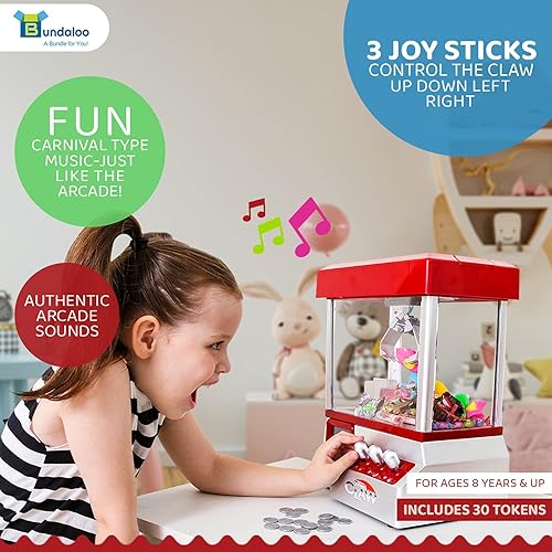 Bundaloo Claw Machine Arcade Game with Sound, Cool Fun Mini Candy Grabber  Prize Dispenser Vending Toy for Kids