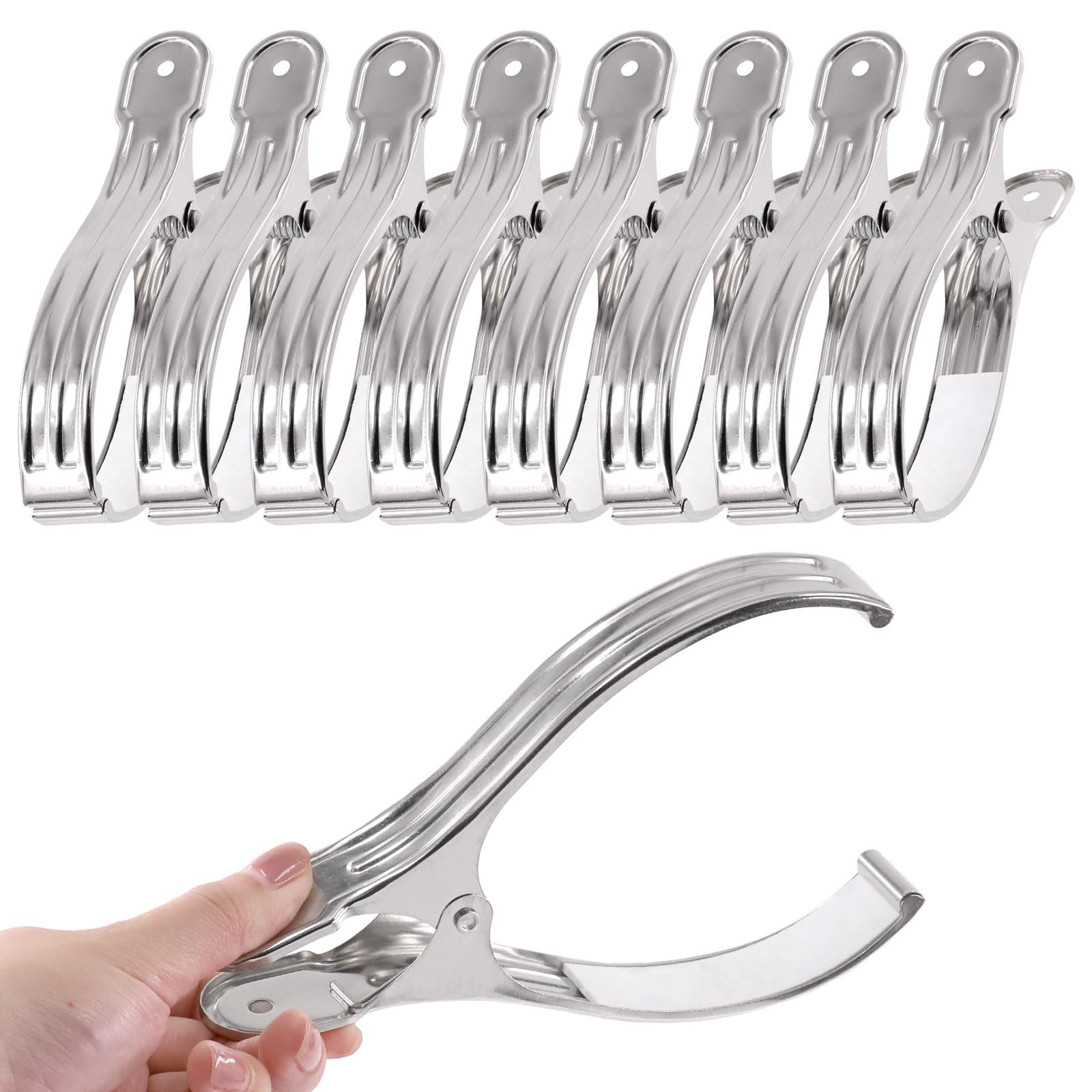Tanstic 10pcs 6.3 Inch Stainless Steel Greenhouse Clamps Garden Clips Heavy Duty with Strong Grip and Large Open Mouth for Netting Holding