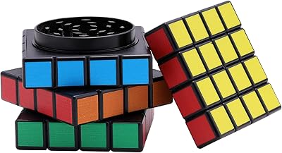 Spespo 2.3 inch Zinc Alloy 4 Piece Cube Spice Herb Grinder Magnetic Lid Pollen