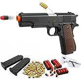 Shell Eject Foam Dart Pistol Outdoor Target Practice Shooting Teens Black | Includes 50 soft foam bullets, 2 mags, 40 shells &amp; goggles. 32ft range. Durable ABS. Great for training &amp; backyard fun.