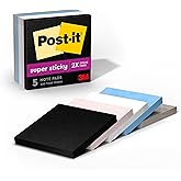 Post-it Super Sticky Notes, 5 Note Pads, 3x3 in., 2X The Sticking Power, School Supplies and Office Products, Sticky Notes for Vertical Surfaces, Monitors, Walls and Windows, Simply Serene