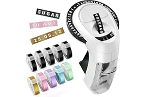 VolenGo Embossing Label Maker, Scrapbook Supplies Junk Journal Kit, Vintage Embossed Label Maker Machine with 10-Roll Color 3D Tapes, Retro Manual Embosser for Home DIY Crafts & Scrapbooking, Omega-S