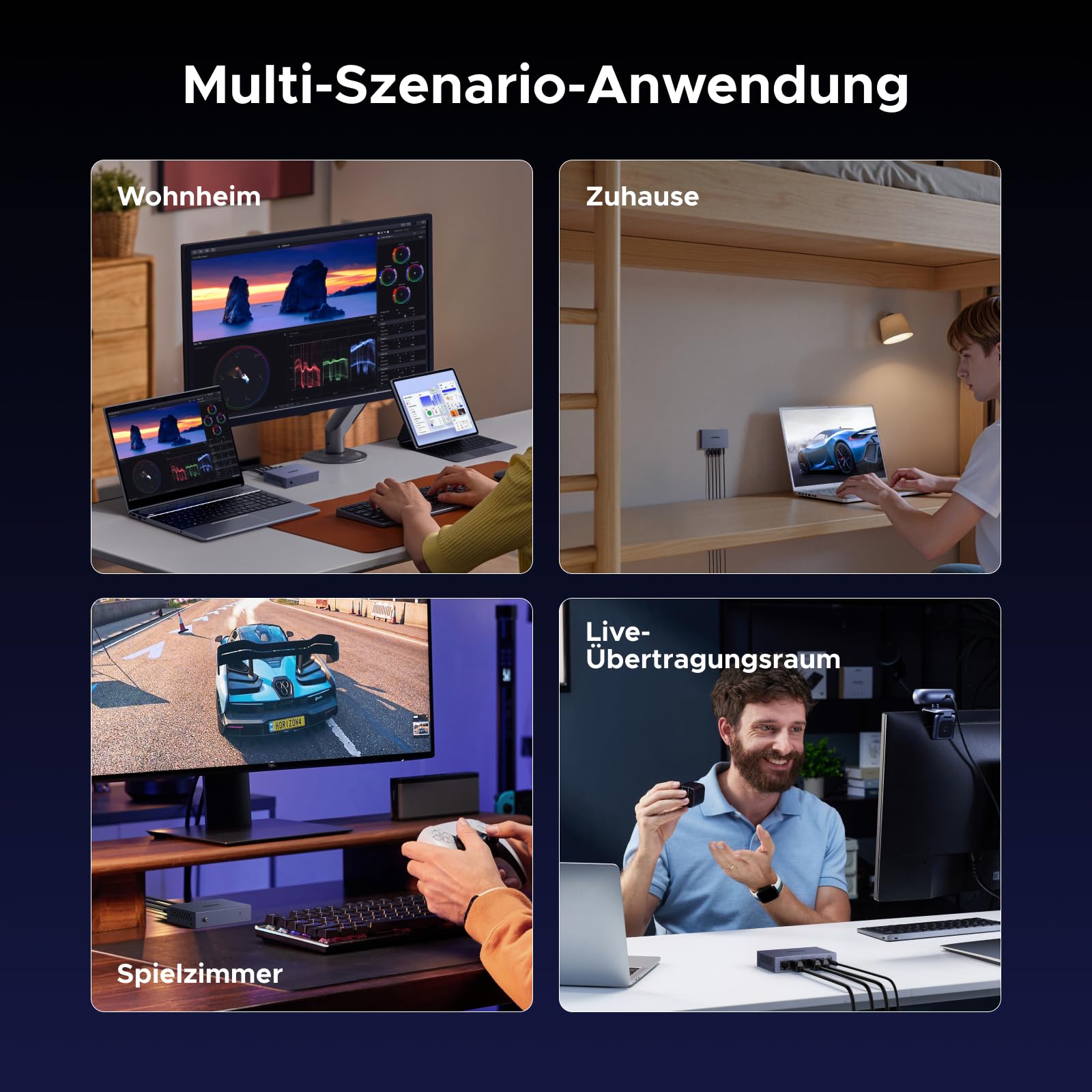 UGREEN Switch 5 Port LAN Switch mit Metallgehäuse unterstützt Management 8