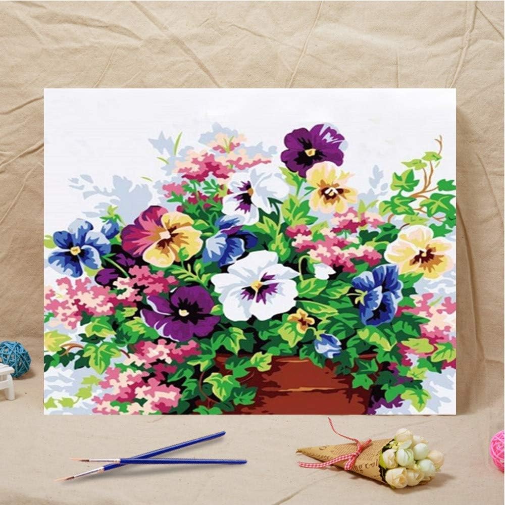 Coohole Painting by Numbers Kits Handmade DIY Canvas Oil Paint with Brushes Set Chrysanthemum Pattern Great Gift for Home Wall Decoration for Kids, Students, Adults Beginner-No Frame,15.7×19.7inch (K)