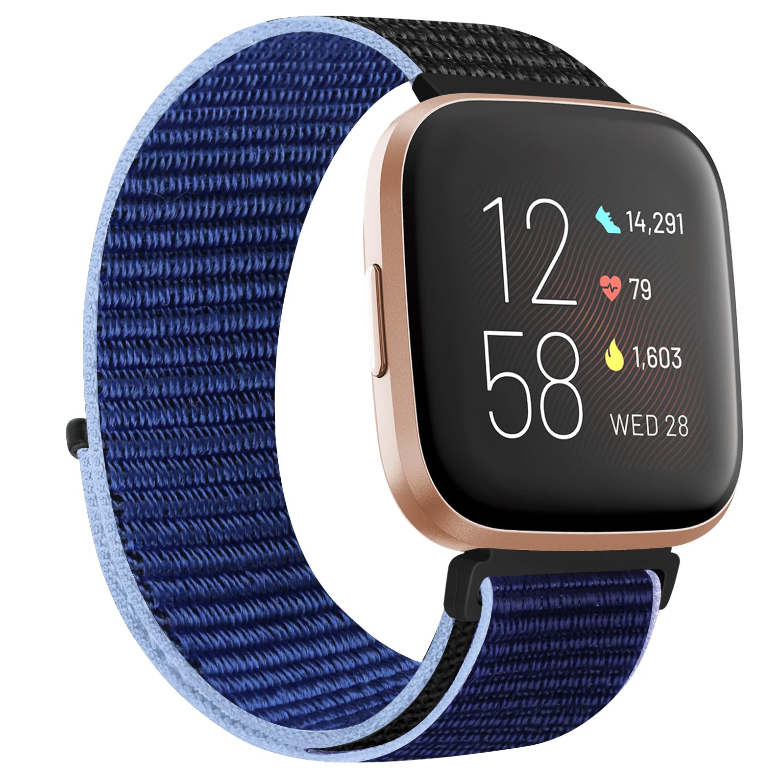 KIBDSNG Nylon Strap Compatible with Fitbit Versa 2 Strap/Versa Lite/SE/Versa Strap, Soft Adjustable Woven Sport Wristbands Replacement Band for Men Women — image 1