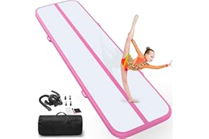 ZAFIED Air Tumble Track Mat, 6.6ft/10ft/13ft/16ft/20ft Inflatable Tumbling Track Mat for Gymnastics, 4/8in Thickness Gym Mats for Home Use/Training/Cheerleading/Yoga/Water with Electric Pump