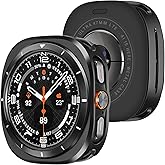 Amizee Rugged Case Compatible with Samsung Galaxy Watch Ultra (2025/2024) 47mm with Back Cover, Metal Bumper Ultra Thin Shockproof Protective Cover for Galaxy Watch 7/8 Ultra, Black/White