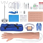 Phlebotomy Practice Kit, Venipuncture Training Arm Kit | Injection and Blood Draw Practice Kit, Catheter Insertion, IV Access, Nursing School Essentials, Silicone Surface