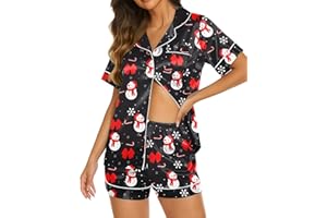 Ekouaer Silk Pajamas for Women Short Sleeve Sleepwear Soft Button Down Loungewear 2 Piece Satin Pjs Shorts Set