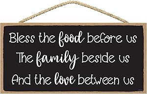 Bless the Food Before Us the Family Beside Us - Blessed Signs for Home Decor Wall - Eat Pray Love Decor Kitchen - Kitchen Prayer Wall Decor