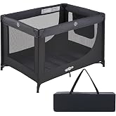 Pamo Babe Pack and Play Portable Baby Crib Foldable Playard Leightweight Travel Playpen for Tooddlers and Infant Black