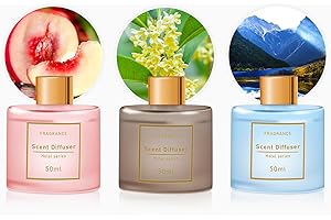 DIUFJAG 3 Pack Reed Diffuser with 12 Fiber Sticks, 5.07 oz Peach Oolong Osmanthus Oolong Shangri-la Scent Diffusers for Home,Last up to 60 Days