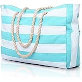 Becokan Beach Bags for Women Large Waterproof Beach Tote Bag Zipper Beach Bags Waterproof Sandproof Swim Pool Bag Large Tote