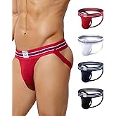 Arjen Kroos Mens Jockstrap 4 Pack Athletic Supporters 3D Pouch Jock Straps for Men with Elastic Waistband Sexy Underwear