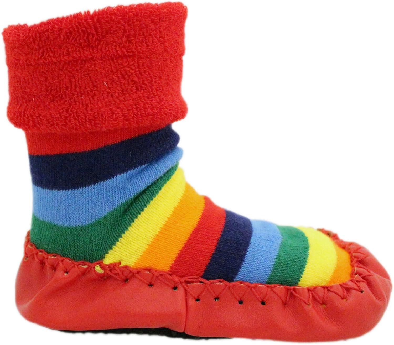 Baby Rainbow Stars Thick Winter Anti-slip Shoes Socks Moccasins Age 1 2 3 (Age 1-2, Red), Red, Blue, White, 12-24 Months - Image 5