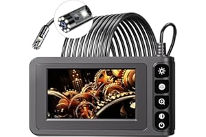 Dual Lens Industrial Endoscope SKYBASIC Borescope Camera with Light, 4.3'' LCD Screen HD Digital Snake Camera Handheld Waterproof Sewer Inspection Camera with 8 LED Lights, 16.5FT Semi-Rigid Cable