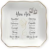 OASSIE Christian Gifts for Women Faith - You Are 4"x4" Ceramic Jewelry Dish Tray - Appreciation Inspirational Catholic Birthday Gifts for Women Friends, Wife Present Ideas, Trinket Dish Jewelry Tray