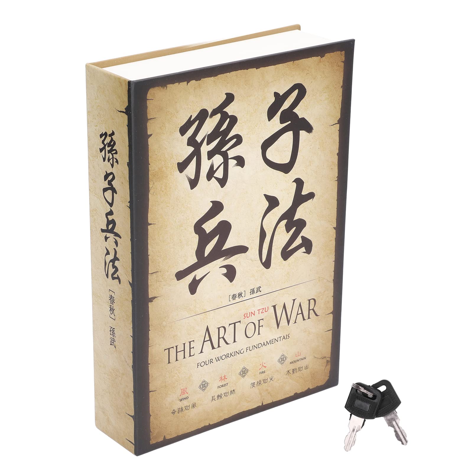 Book Safe with Key, Secret Book Safe Box Chinese The Art of War Dictionary Safe with Compartment for Money Jewelry Card Storage, 8.7 X 5.9 X 1.7in