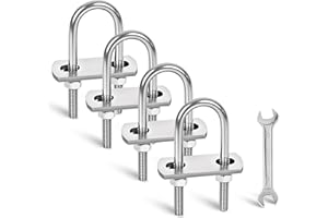 SRZTXU 4 Sets M6 U-Bolts,u-Bolts 0.8" (20mm) Wide,304 Stainless Steel u-Bolts,with Nuts,Bolt Plate and washers (4, M6 x 20mm 