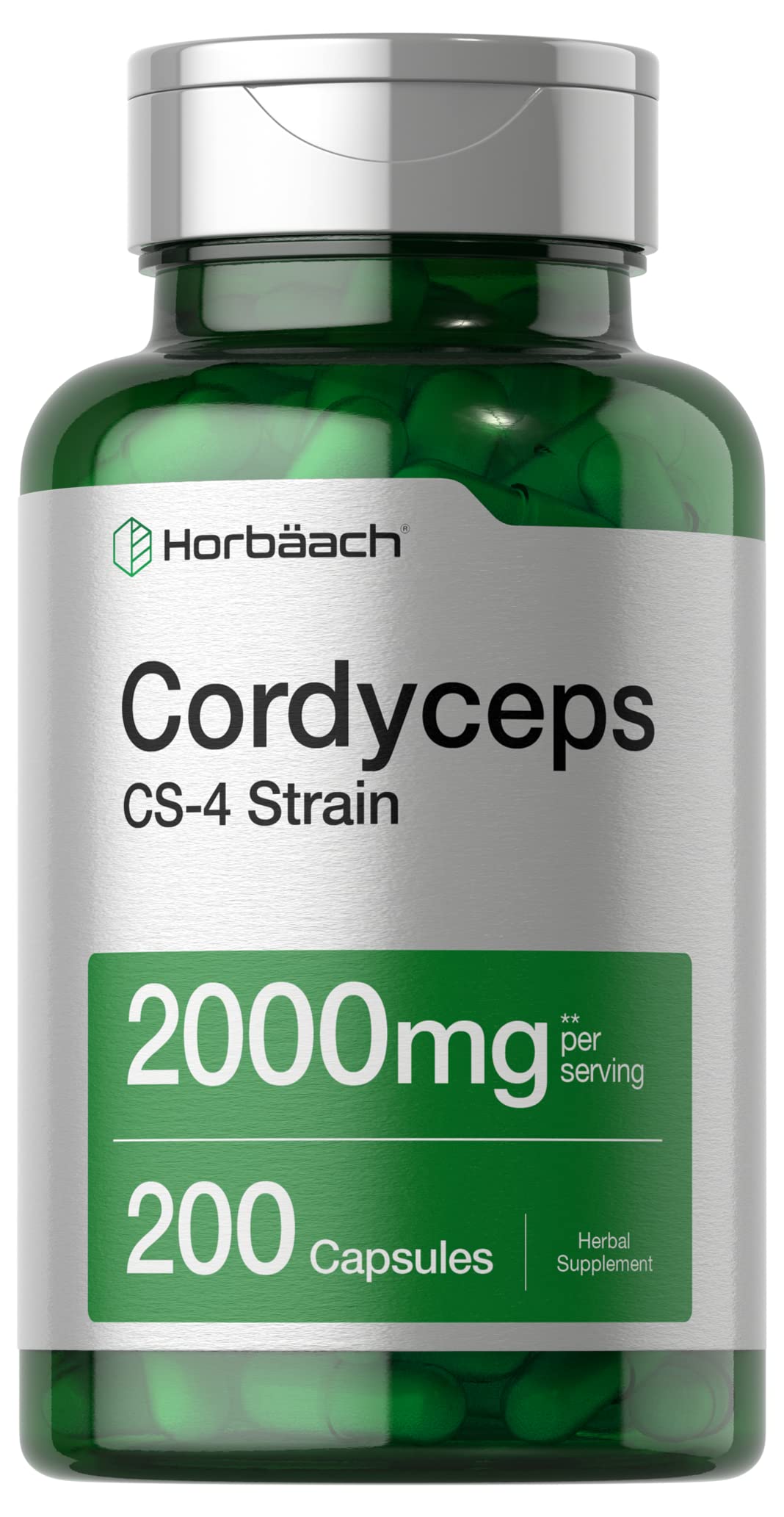 Photo 1 of Horbäach Cordyceps Mushroom Capsules 2000mg | 200 Count | CS-4 Strain Cordyceps Sinesis | Non-GMO Herbal Supplement