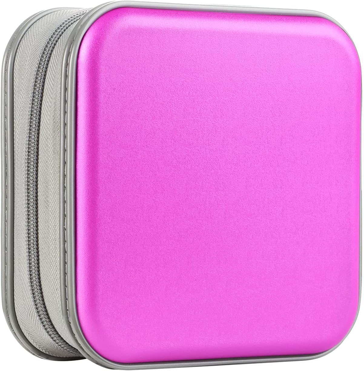 UENTIP CD DVD Case,Hard Plastic Portable Travel DVD Case Protective Zipper CD Case Holder Car Storage Wallet Bag (Purple, 48 Capacity)