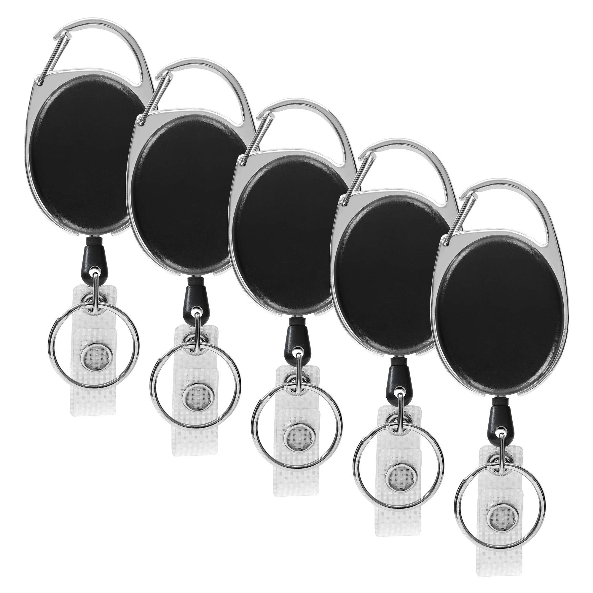 Black Matte Retractable Badge Holder ID Badge On Card Holders Pack of 5