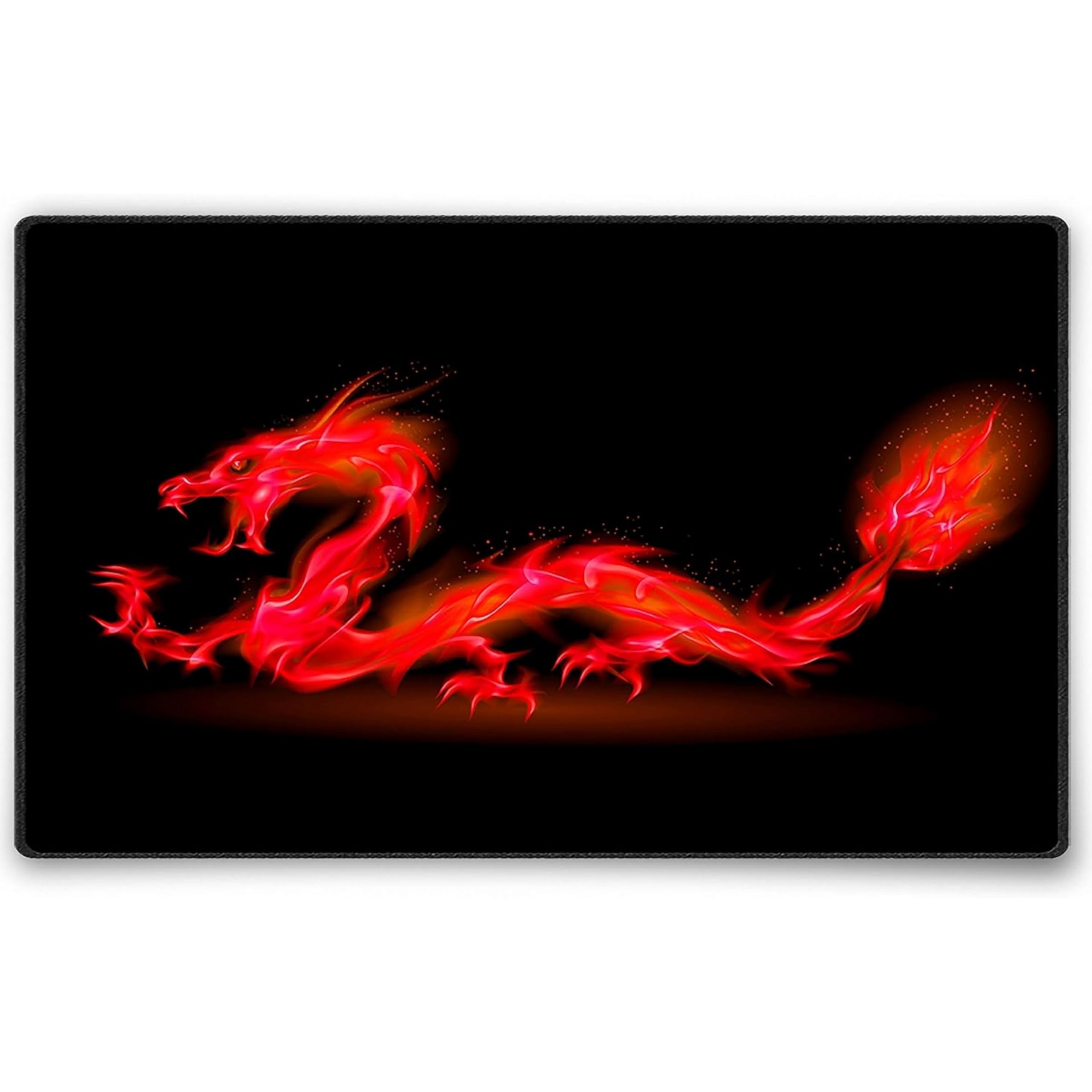 Silent Monsters Mouse Mat Size M 14 x 10 inches / 36 x 25 cm, Red Dragon, Stitched Edges, washable & rollable Mouse Pad, Gaming Home Office Mousemat, Mousepad non-slip & quiet, Desk Mat