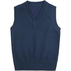 chickiddos Uniform Boys Girls V Neck Comfort Knitted Sleeveless Pullover Sweater Vest (US, Age, 4 Years, 5 Years, Navy)