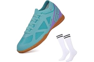 brooman Kids Futsal Indoor Soccer Shoes Boys Girls Soccer Sneakers with Soccer Socks