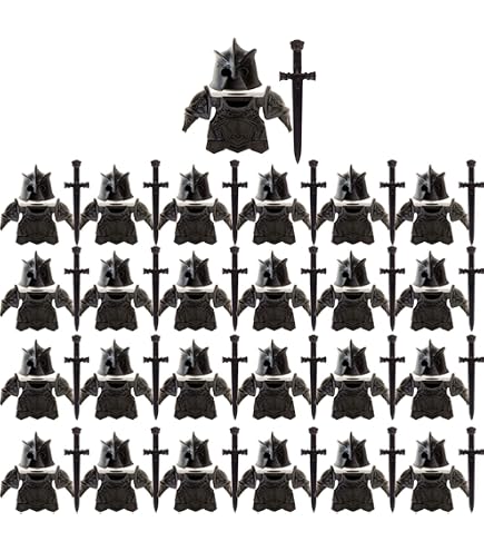 Lot De 9 Armures Et Armes De Chevalier Médiéval – Accessoires MOC Compatibles – Lance, Casque, Bouclier – ABS