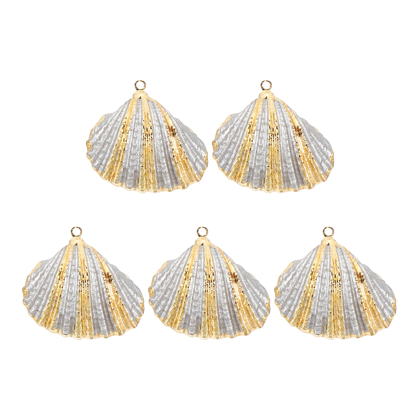 PATIKIL Natural Seashell Pendants, 5 Pcs Dyed Shells Craft Charm Scallop Shells for Necklace DIY Ocean Jewelry Making, Silver Tone
