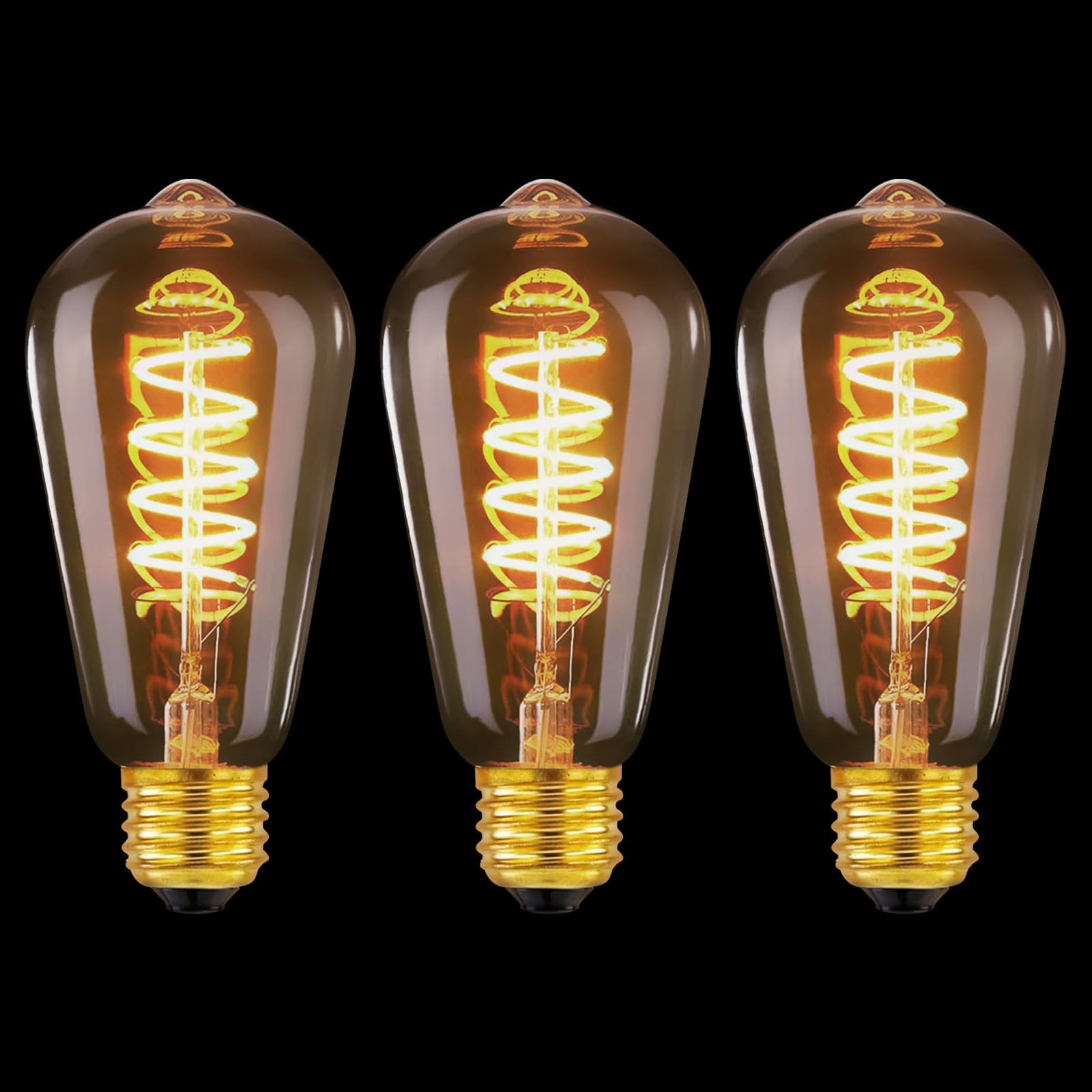 MLOQI 3 Pack E27 Edison Bulbs, 6W 2700K Squirrel Cage Shaped LED Dimmable Bulbs, Screw in Light Bulb