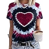 Remidoo Women's Tie Dye Short Sleeve Tee Crewneck Summer T Shirt Multicolor
