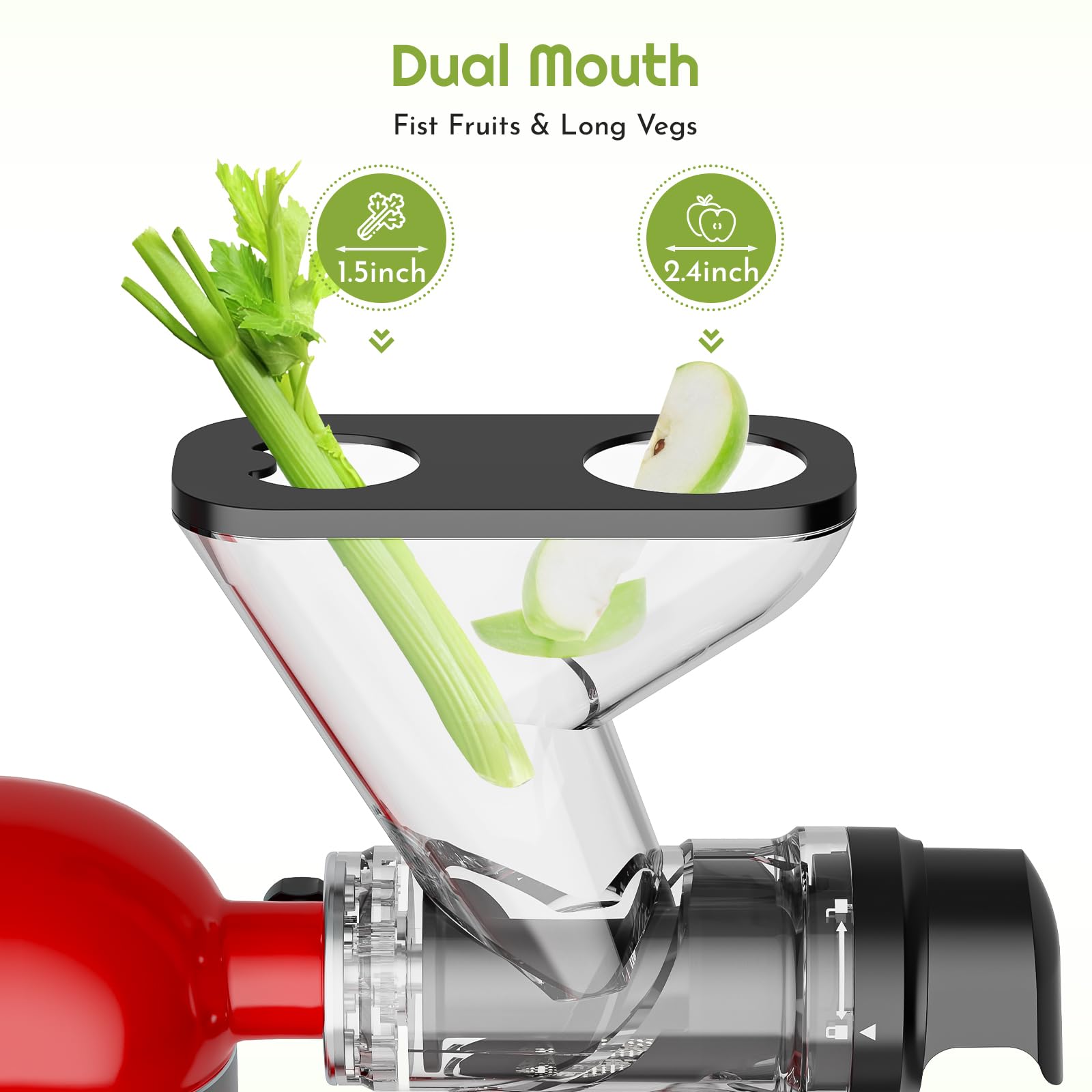 Masticating Juicer Attachment for Kitchenaid Stand Mixer, Cold Press Juicer for Kitchenaid Mixer Attachments with Dual Feed Chute, Slow Juicer Machine for Vegetables & Fruits by InnoMoon