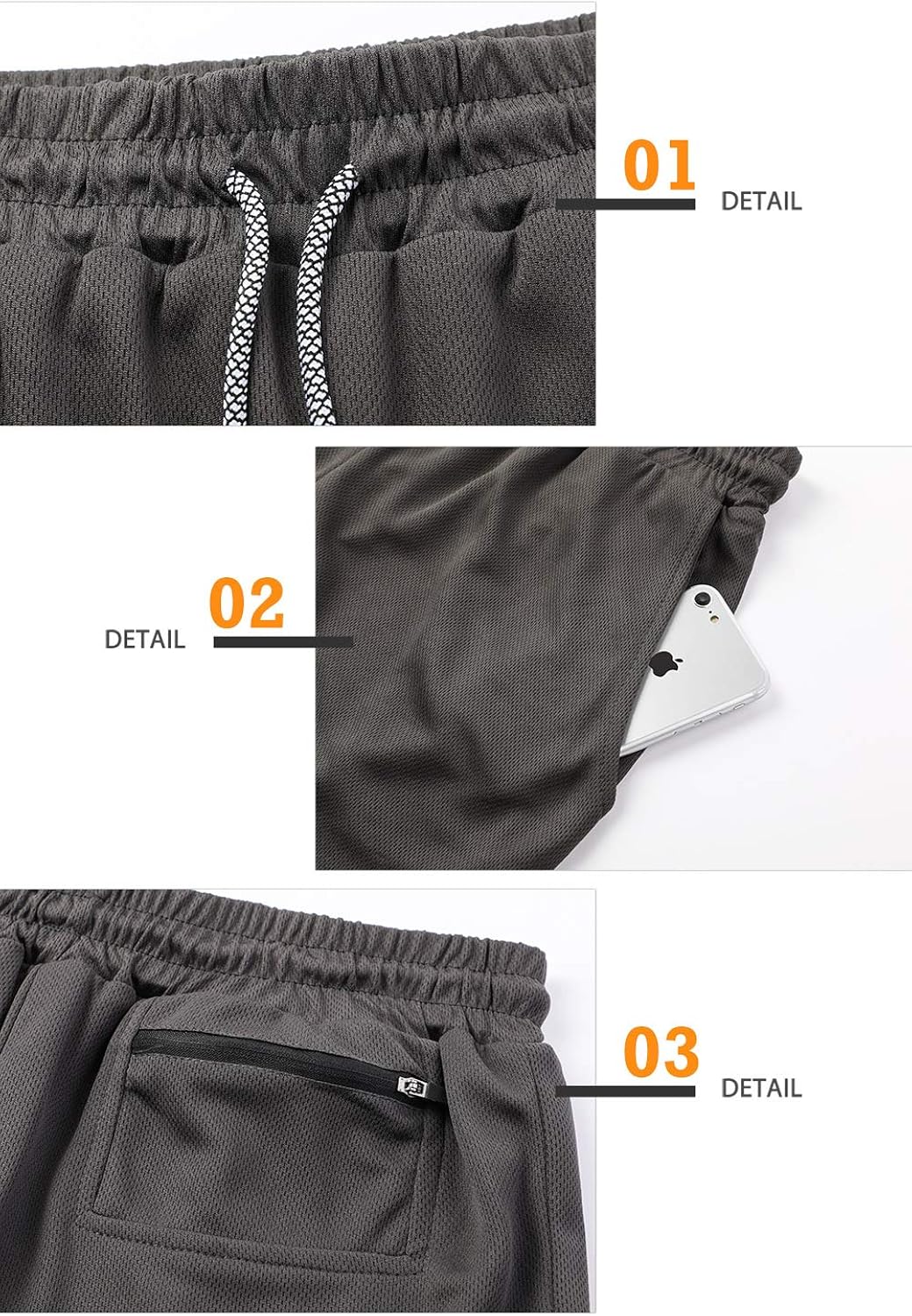 Surenow Mens Running Shorts，Workout Running Shorts for Men，2-in-1 Stealth Shorts，7-Inch Gym Yoga Outdoor Sports Shorts: Clothing