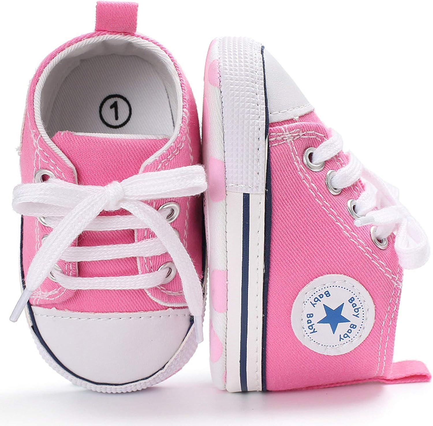  | Antheron Baby Girls Boys Canvas Shoes Soft Sole Toddler First Walker Infant High-Top Ankle Sneakers Newborn Crib Shoes | Sneakers