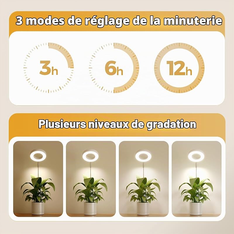 Lampe pour plantes LED à spectre complet, 1 lampe, blanc