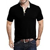 KUYIGO Men's Short Sleeve Polo Shirts Casual Tee Collared with Button Shirt