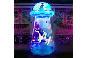 Joiedomi 9 FT Tall Halloween Inflatable UFO Outdoor Decorations, Halloween Blow Ups UFO Alien Decor for Yard Decoration with LEDs for Lawn Garden Party Decor