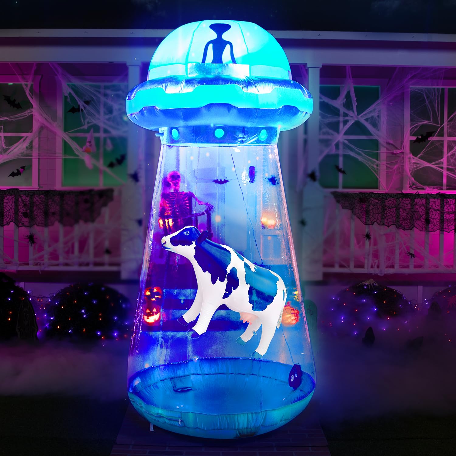 Photo 1 of Joiedomi 9 FT Tall Halloween Inflatable UFO Outdoor Decorations, Halloween Blow Ups UFO Alien Decor for Yard Decoration with LEDs for Lawn Garden Party Decor