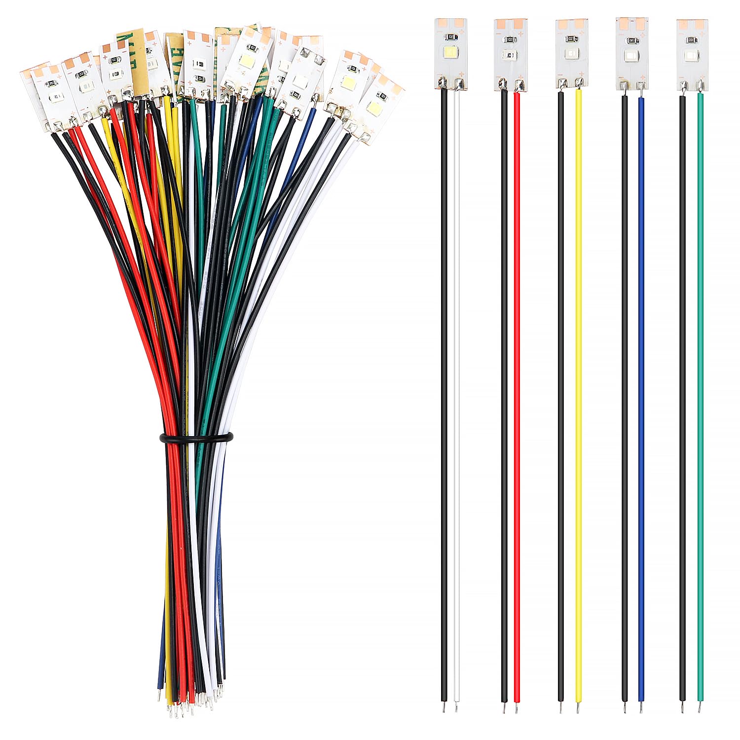 YIXISI 25 PCS 17mm Prewired Strip LED, 12V - 18V LED Strip Light, 2835 SMD LED Light, White/Red/Yellow/Blue/Green