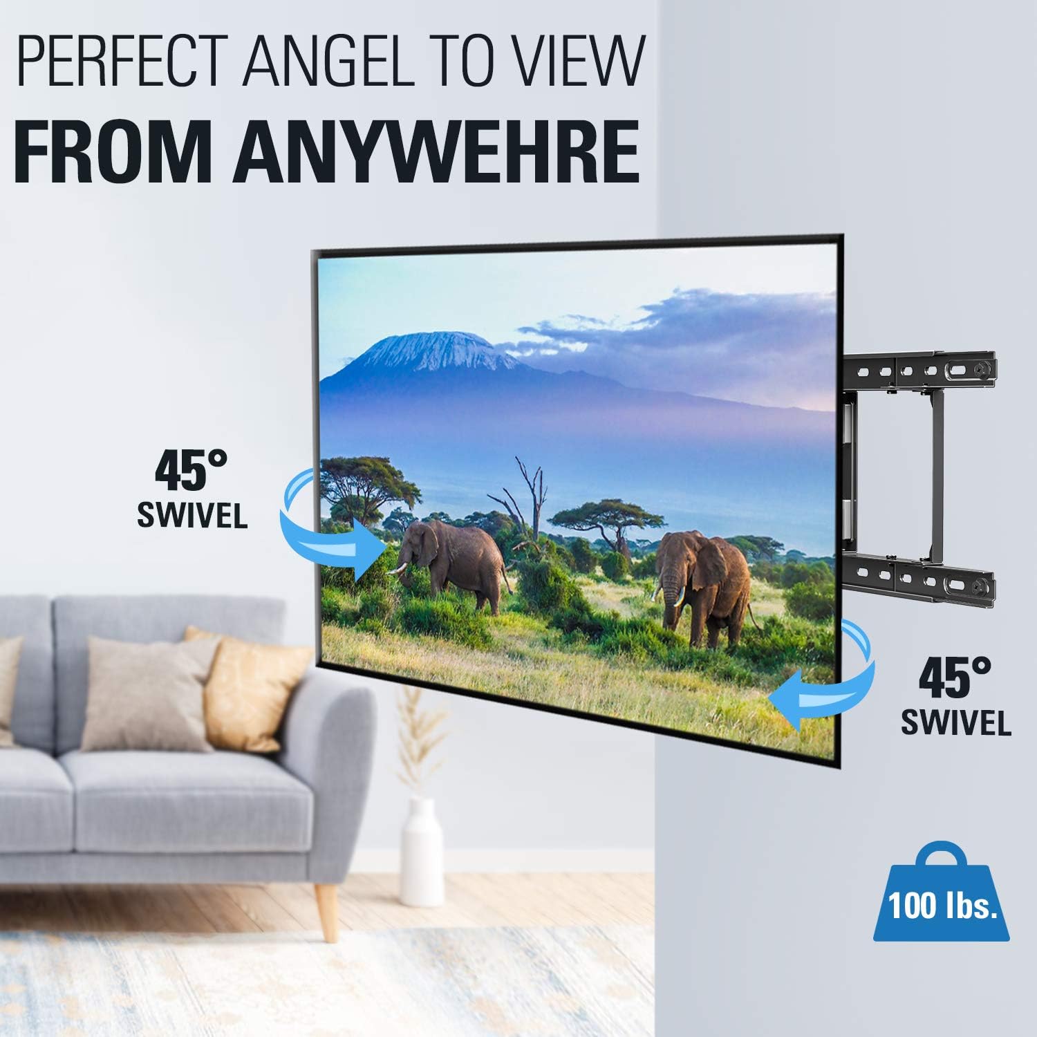 Mounting Dream TV Wall Mounts TV Bracket for 42-70 Inch TVs, Premium TV Mount, Full Motion TV Wall Mount with Articulating Arms, Max VESA 600x400mm and 100 LBS, Fits 16", 18", 24" Studs MD2296-24K: Electronics
