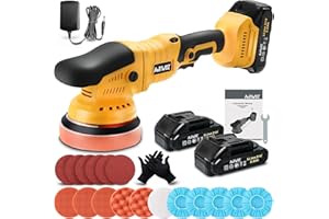 AUTIWOZ Cordless Car Buffer Polisher, 2x2000mAh 21V Batteries 5 Inch Random Orbital Polisher for Car Detailing, Waxing, Polis
