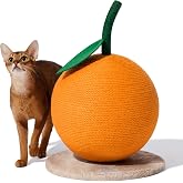 VETRESKA Orange Cat Scratching Post, Cute Cat Scratcher with Jute Rope, Vertical Cat Scratch Post for Indoor Cat and Kitten, Cat Scratching Ball