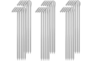 MySit 9" Tent Stakes, Metal Inflatable Stakes 30 Pack, Heavy Duty Galvanized Tent Stakes Metal, Tent Pegs Ground Trap Camping Stakes for Inflatables, Outdoor Decorations